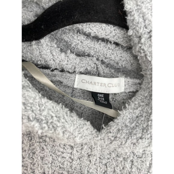 Charter Club NWT Hooded Knit Poncho Pull On Super Sof Solid Gray One Size New - Picture 6 of 10